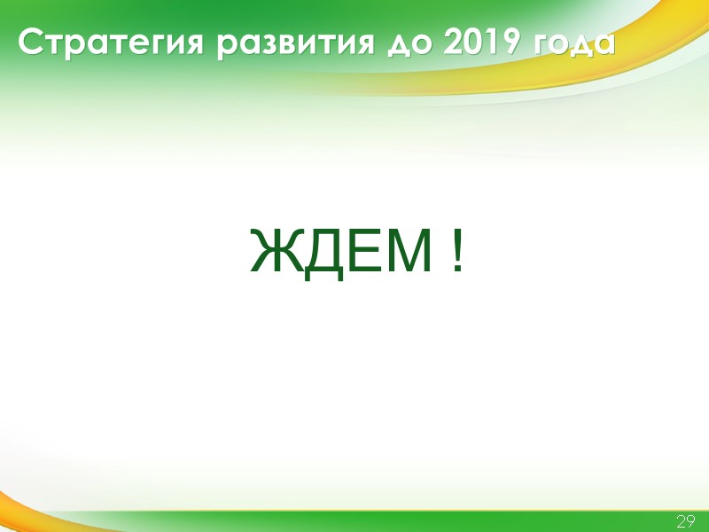 Стратегия развития до 2019 года 29 ЖДЕМ !
